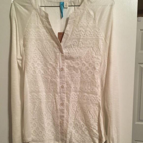 Francesca Long Sleeve Lace Front Blouse - Picture 1 of 2